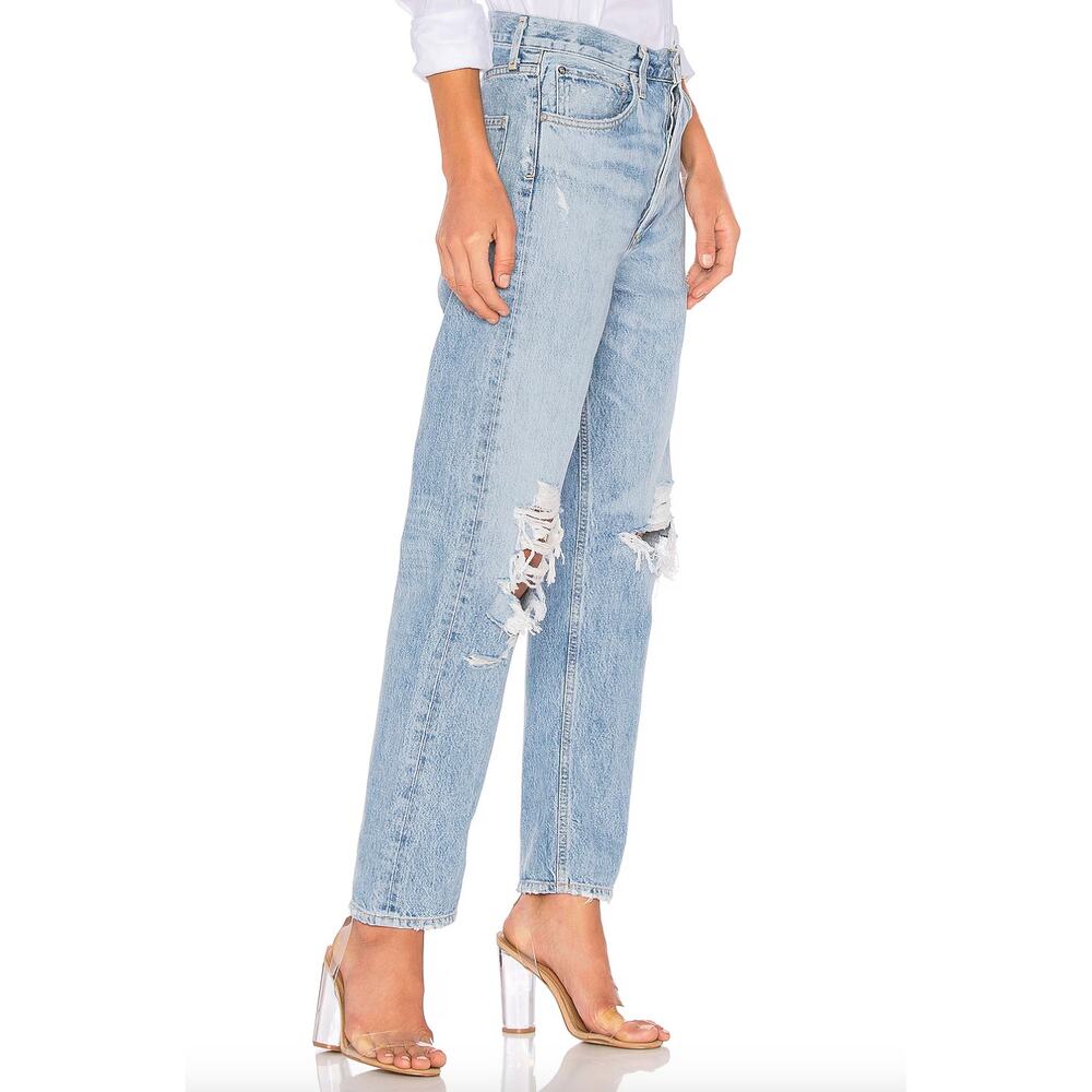 AGOLDE 90s High Rise Distressed Straight Leg Jeans Light Wash Size 23
